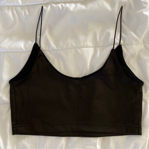 Slightly Shiny black crop top. From Urban Outfitters